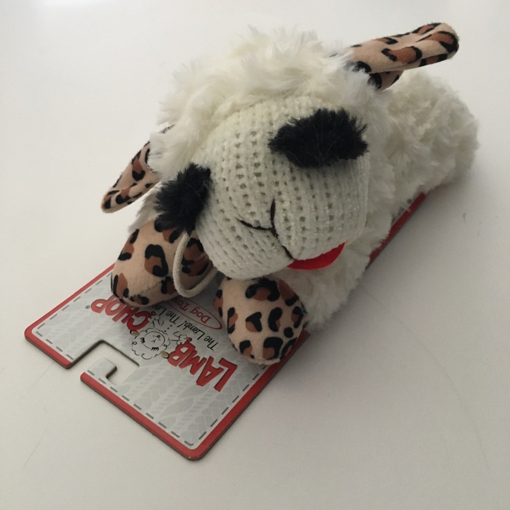 Dog Toy 8” Lamb Chop Soft Plush w/ Leopard Animal Print Accents NEW | Lambchop|